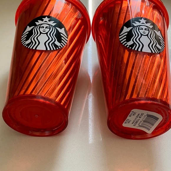 Starbucks Vibrant orange insulated cold beverage Tumblers with Straws - Picture 3 of 14